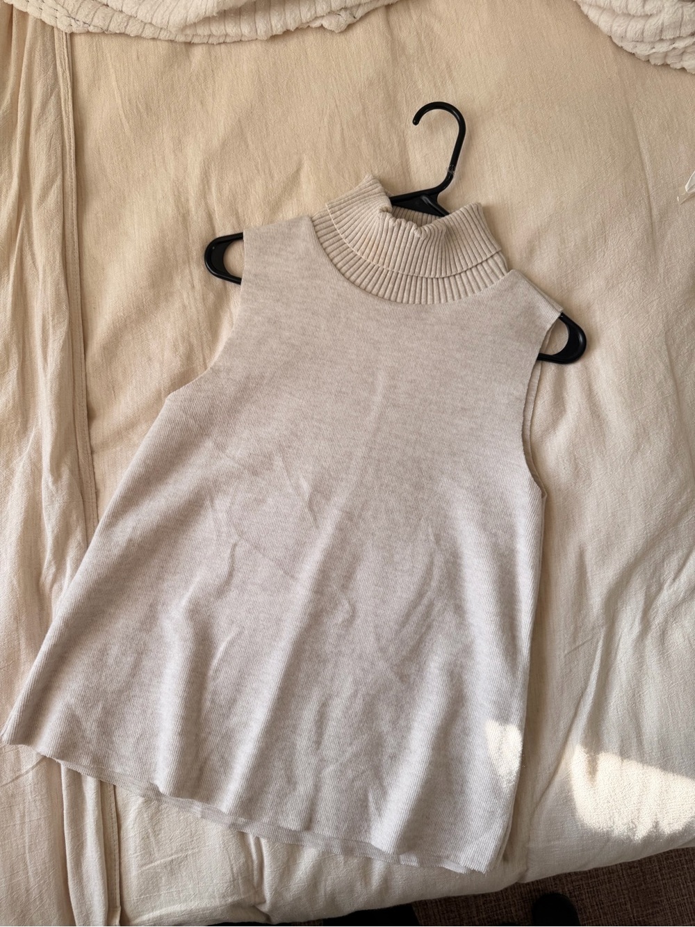 Zara Sleeveless Mock Neck Tank in Light Beige